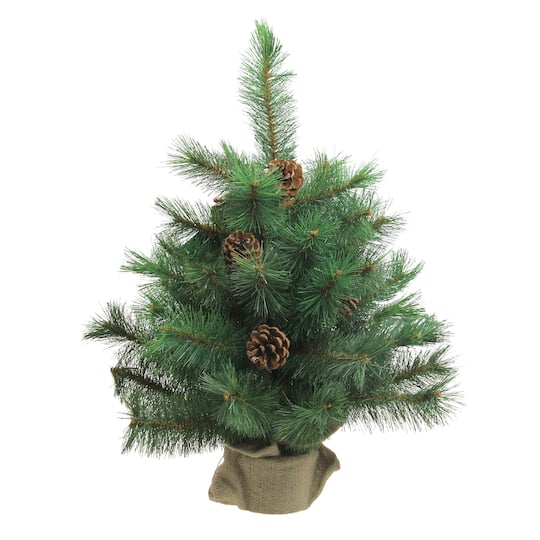 18" Unlit Medium Royal Oregon Pine Artificial Christmas Tree in Burlap Base